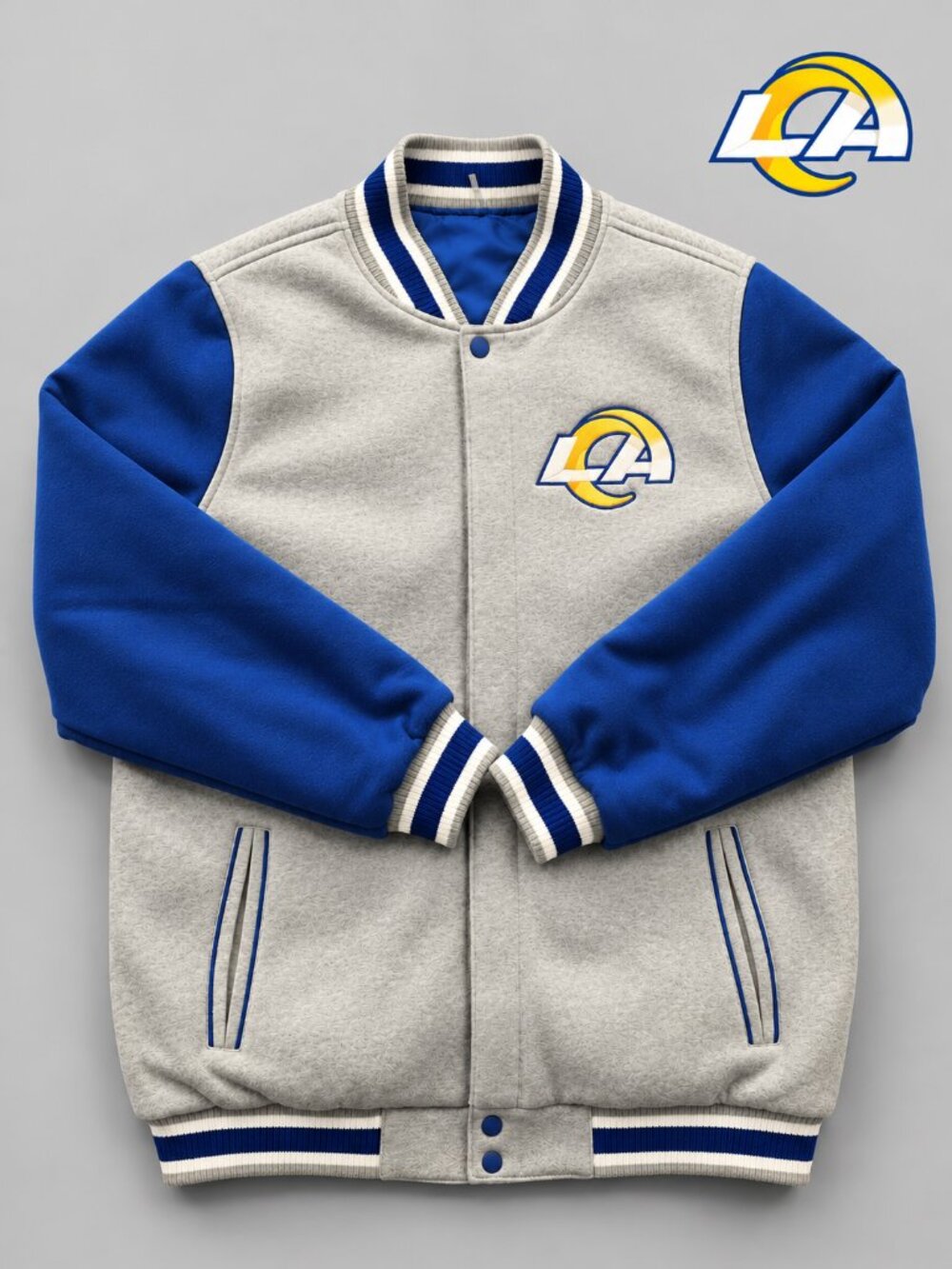JH Design NFL Los Angeles Rams Reversible Fleece Snap Jacket XL